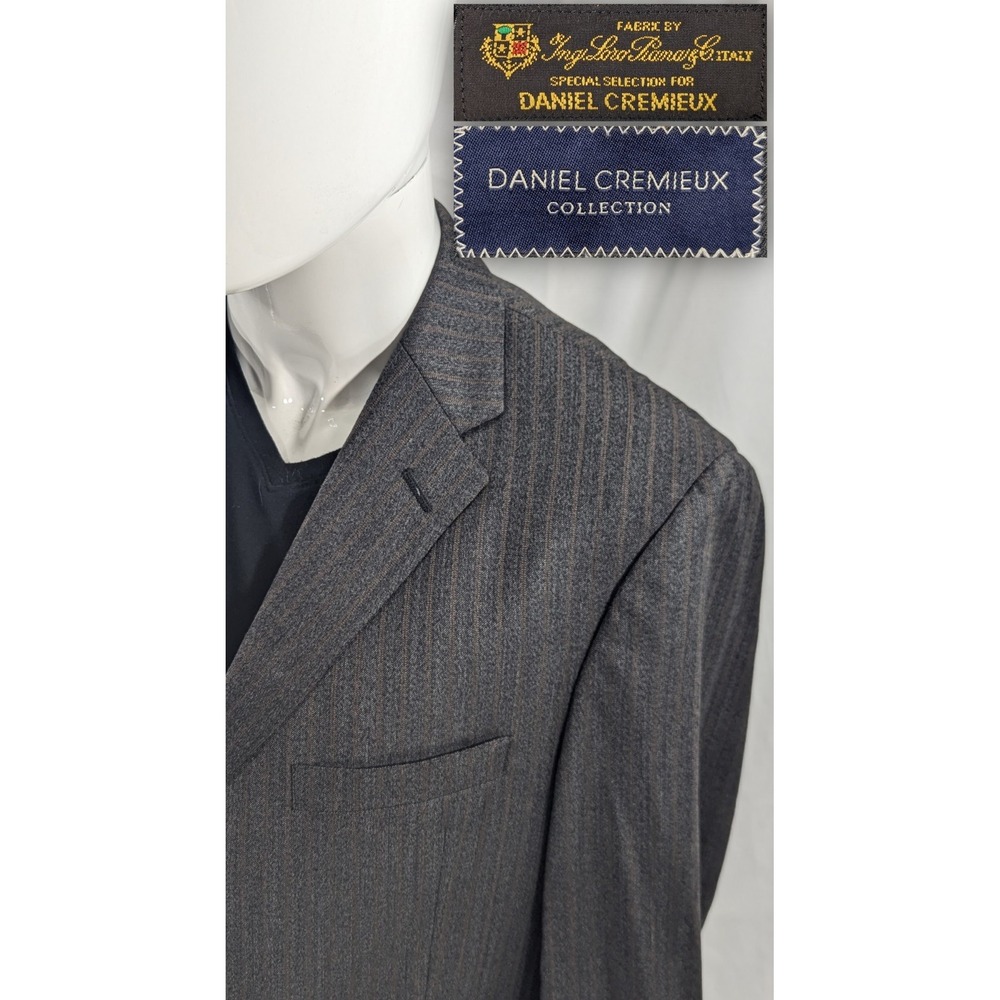 Daniel Cremieux Blazer Sport Coat Suit Jacket Loro Piana 42S 44" Gray Striped